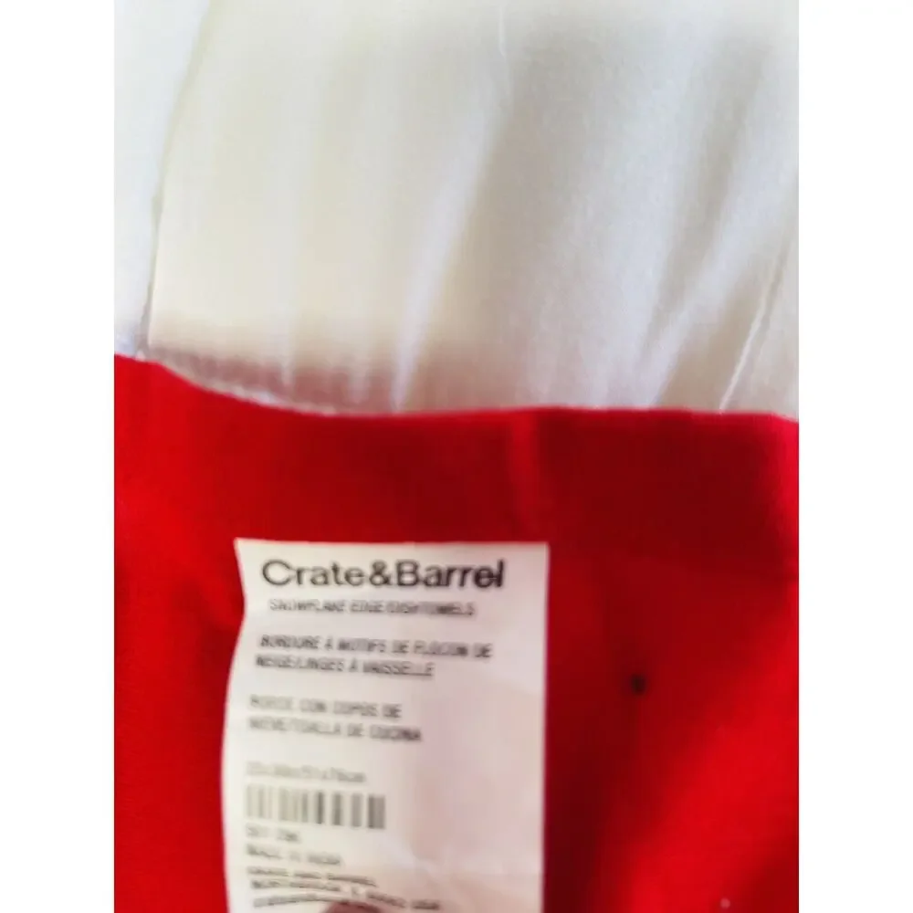 Crate & Barrel Christmas Snowflake Edge Dish Towels 20x30 Bundle Set Of 2